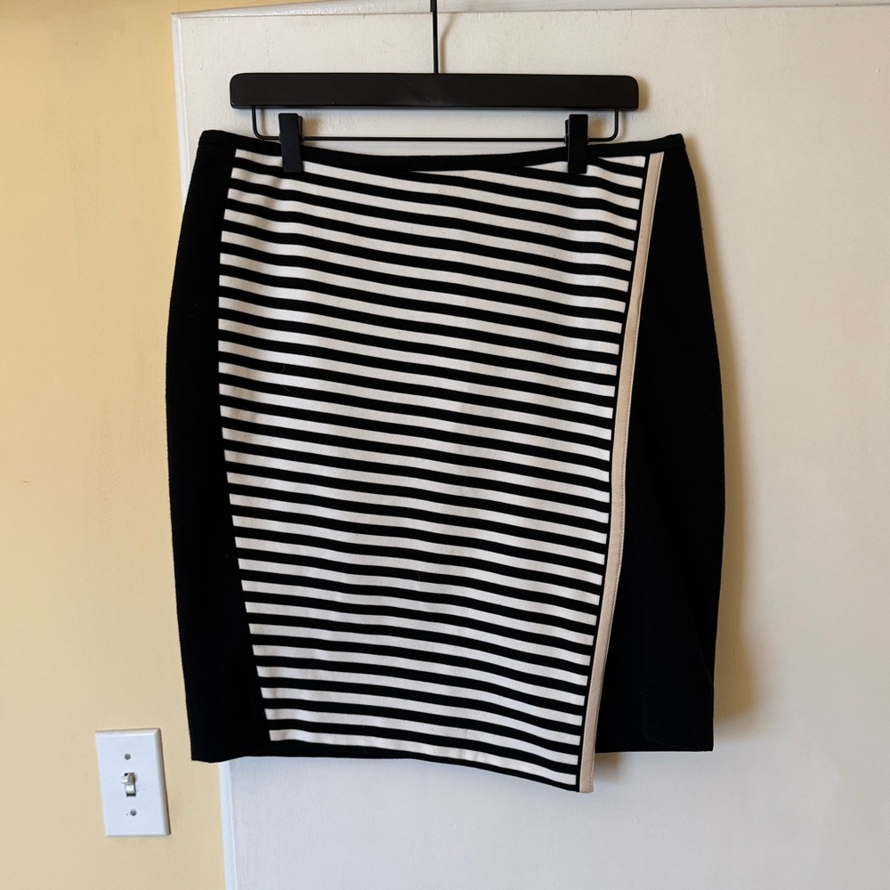 White House Black Market Black and White Striped Skirt